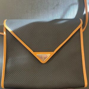 Yves Saint Laurent Woven Black and Tan cross body Bag